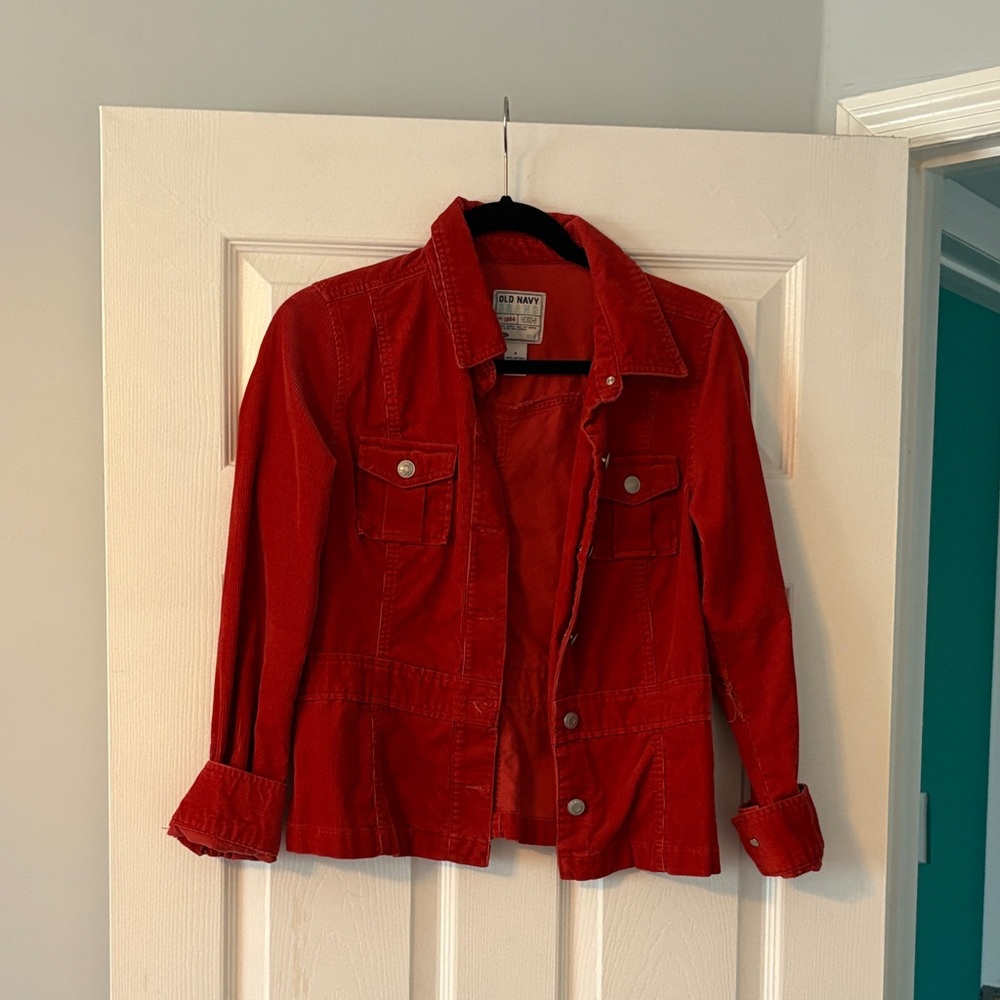 Old Navy Bright Red Corduroy Button-Front Jacket